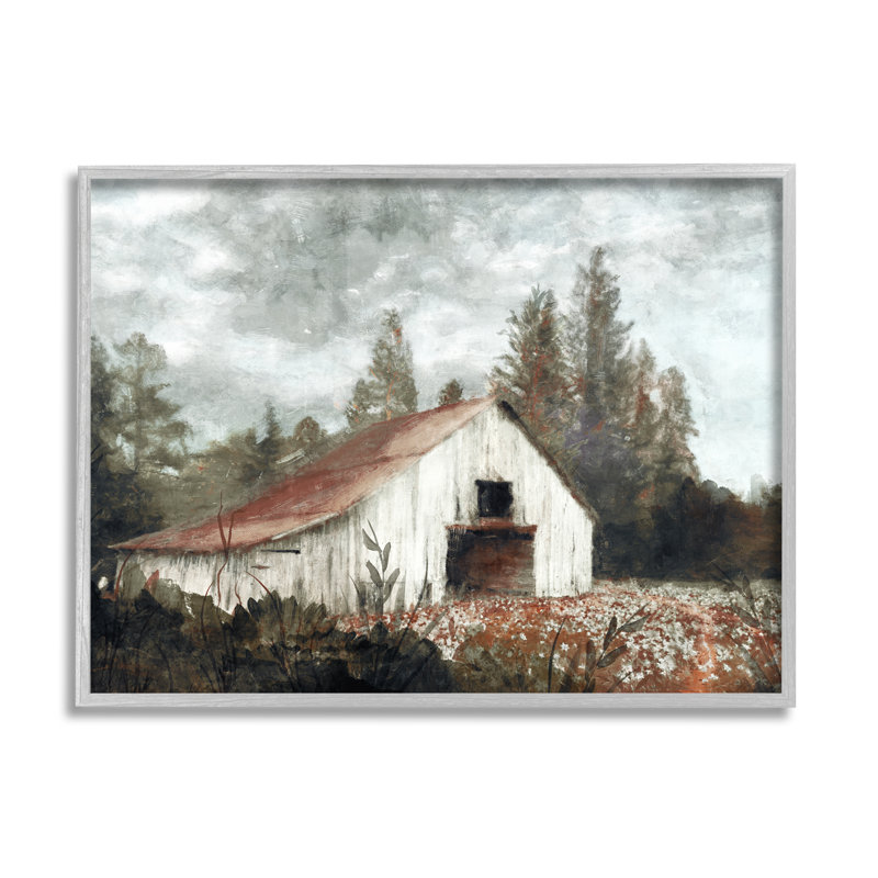 «Barn in Meadow Landscape», art de la giclée sur bois par Nina Blue, H 24 po x l 30 po x P 1,5 po