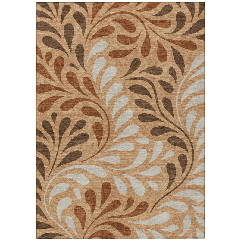 Machine Washable Indoor/Outdoor Chantille ACN2411 Botanical Rug, Rectangle 5' x 7'6"