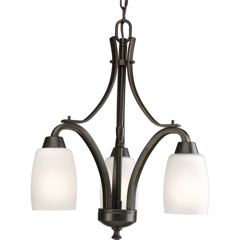 Lustre classique/traditionnel ombré 3 lumières Charleston, Bronze antique