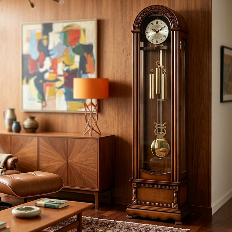 Horloge de plancher 72,05 "en bois massif de style européen