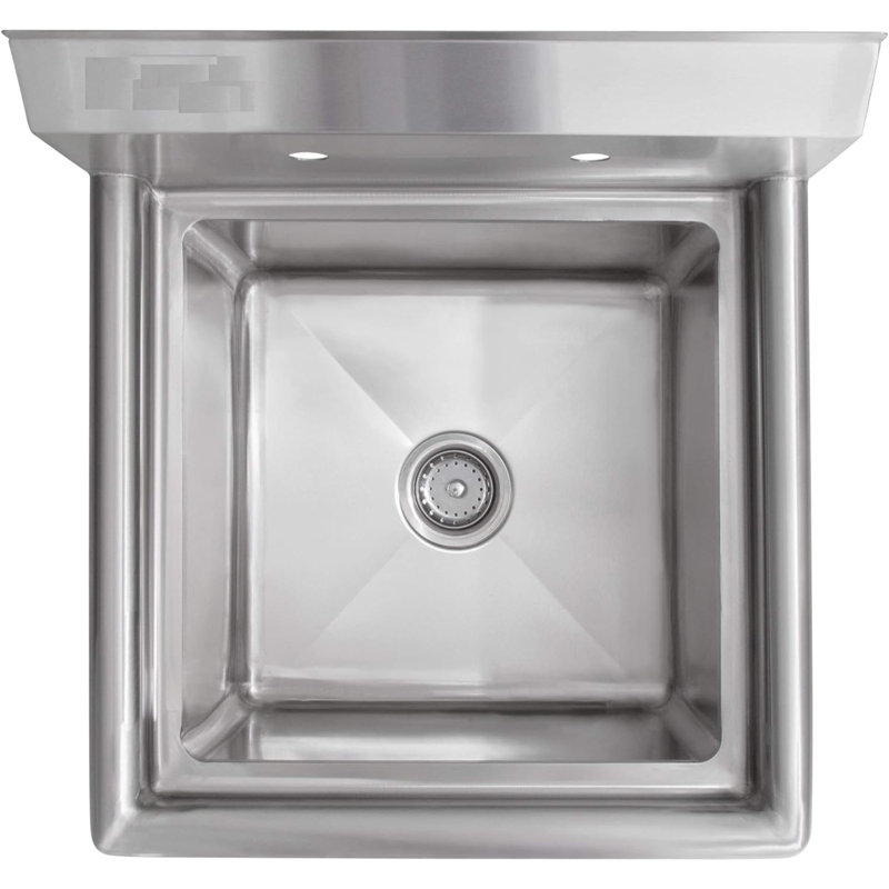 Évier à lessive utilitaire à 1 compartiment en acier inoxydable avec robinet et cuve de vidange l 19 po x P 18 po Express KitchQuip