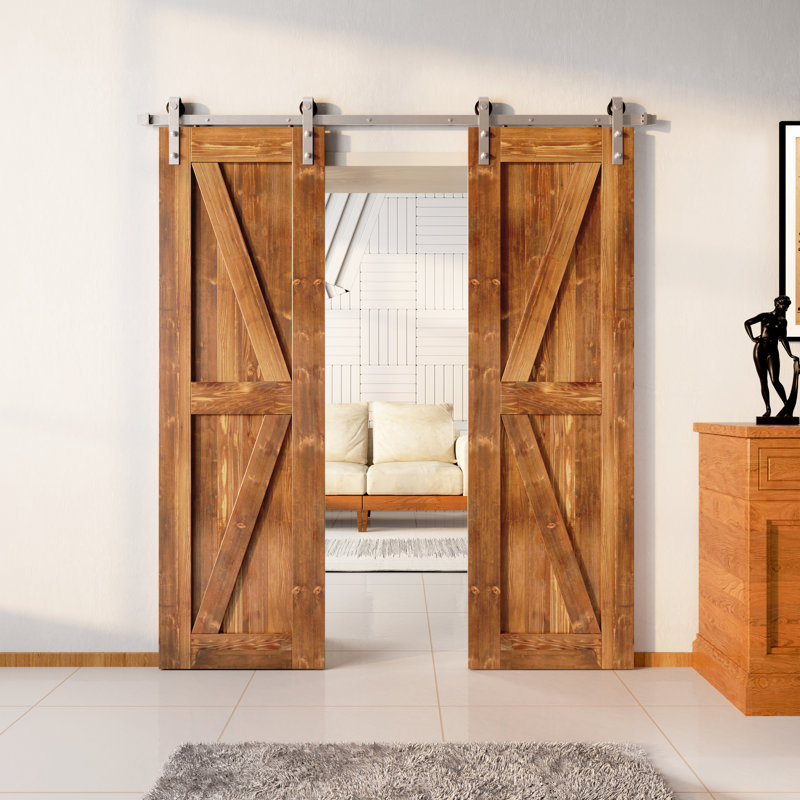 Ensemble de quincaillerie d'installation de porte en nickel massif brossé K Design, L 30 po x H 84 po, Brun