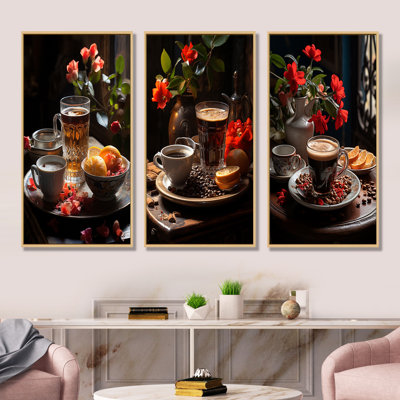 «Aroma Cuban Coffee Harmony - Cuba Landscape», ensemble de 4 reproductions d'art sur toile