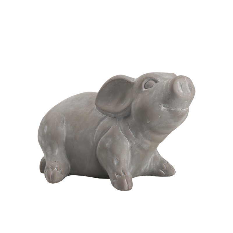 Figurine porc assis terre cuite Siple, H 5 po x l 8 po x P 5 po