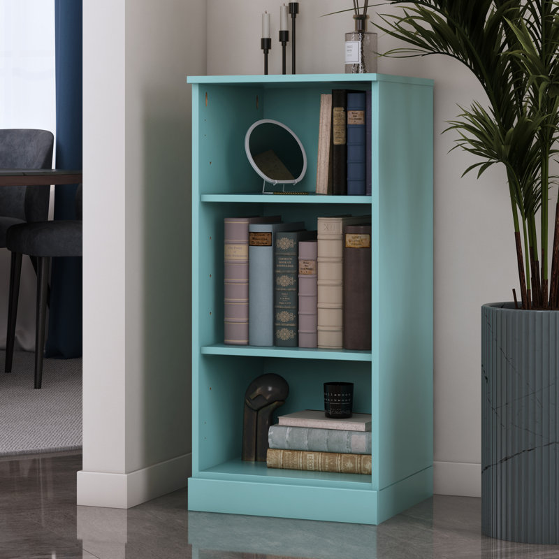 Palace Imports 100% Solid Wood Modular Storage Cabinet with Adjustable Shelves, 16.5" Wide x 35.75" Tall, Aqua Blue