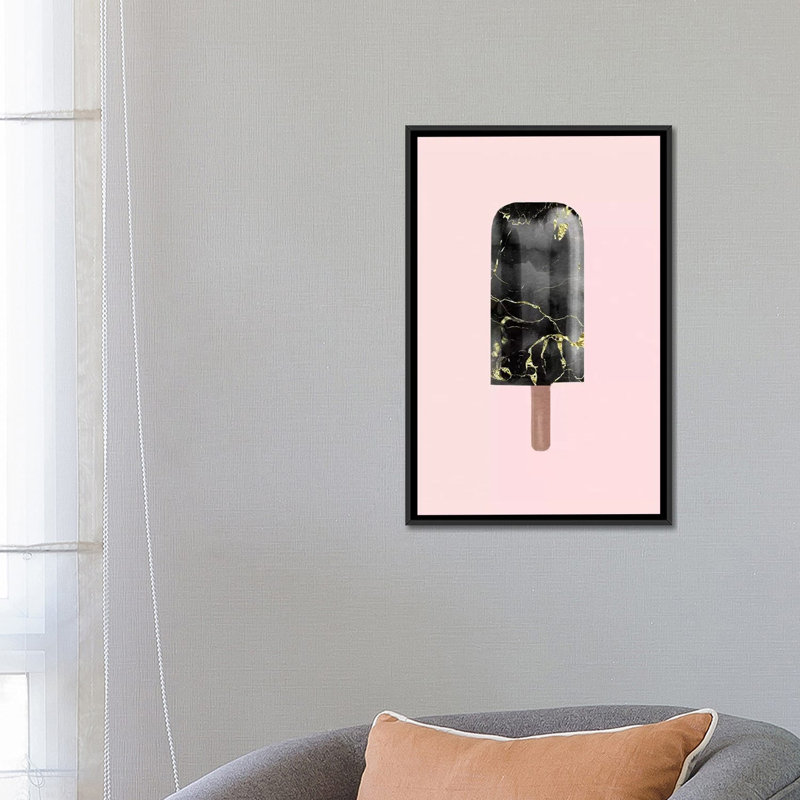 «Black Marble Popsicle», impression sur toile tendue, H 26 po x l 18 po x P 1,5 po, Toile avec cadre noir, Pas de tapis