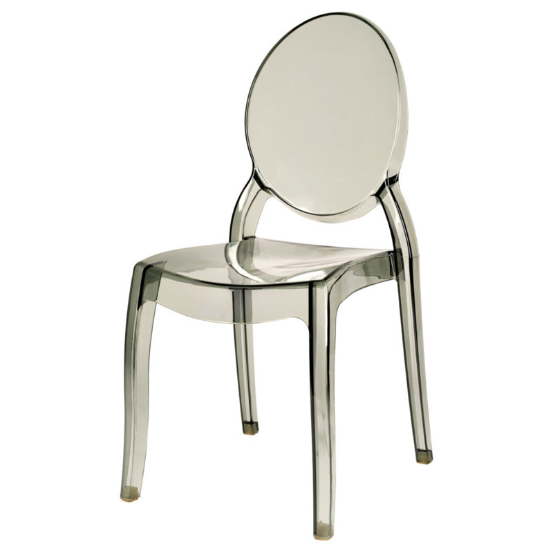 Resin Oval Back Armless Sophia Chair, 3 Chair Bundle by Chivari, Smoke