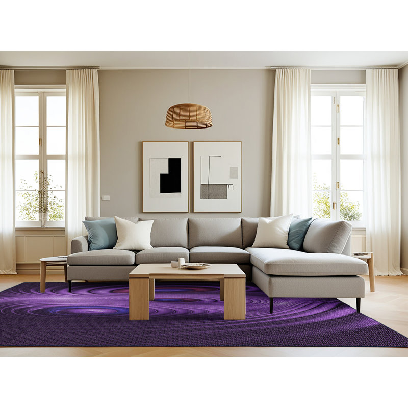 Tapis 100% à motifs lavables à la machine 2989 Pat1385-PUR, Rectangle 8 pi x 12 pi