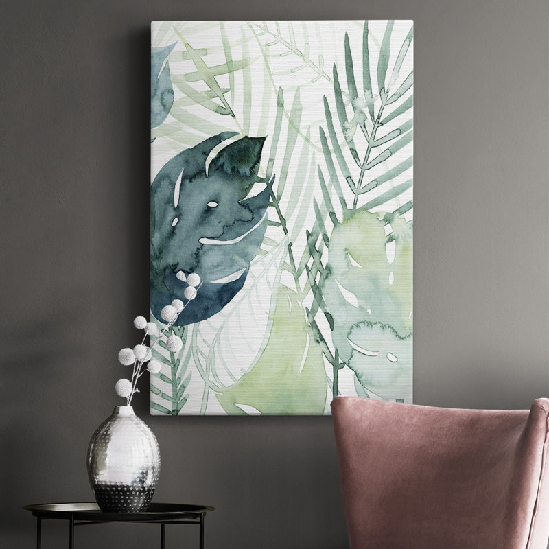 Palmier I - peinture sur toile tendue, H 18 po x l 12 po x P 1 po
