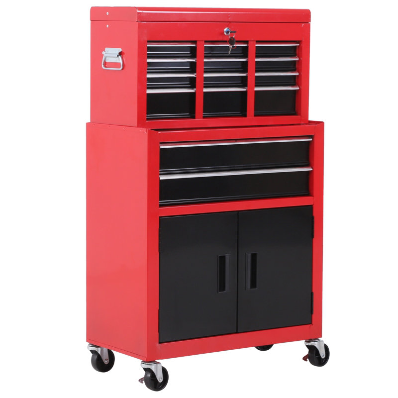 Pawsley 2-Piece Metal Tool Cabinet Set with 6 Drawers and Secure Locking Mechanism