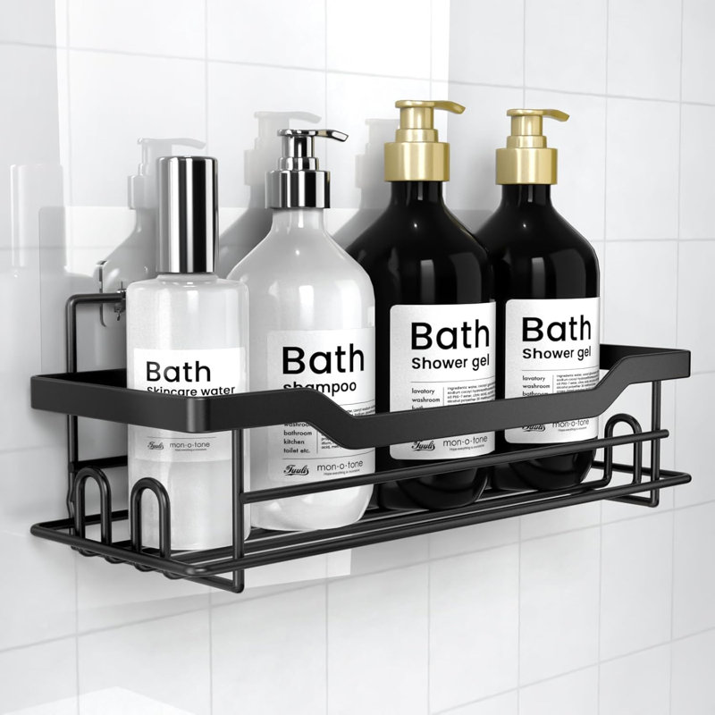 Serviteur de douche adhésif, sans perçage mural, Noir mat