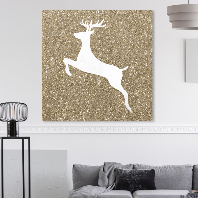 « renne paillettes », impression sur toile, H 36 po x l 36 po x P 1,5 po