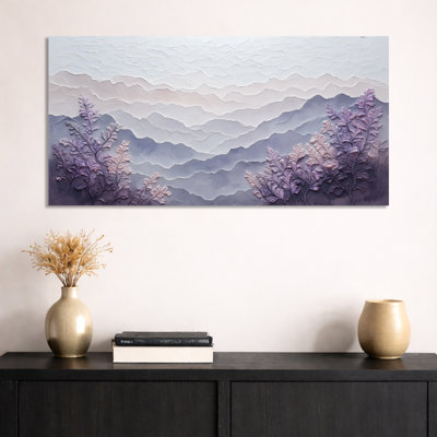«White Purple Geometric Earth Horizon», reproduction d'art sur toile encadrée moderne