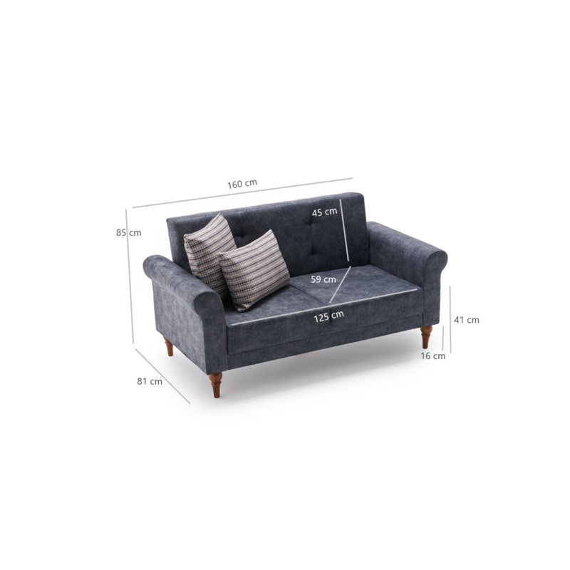 Canapé-lit rembourré 63 po Jacey, 100 % polyester anthracite