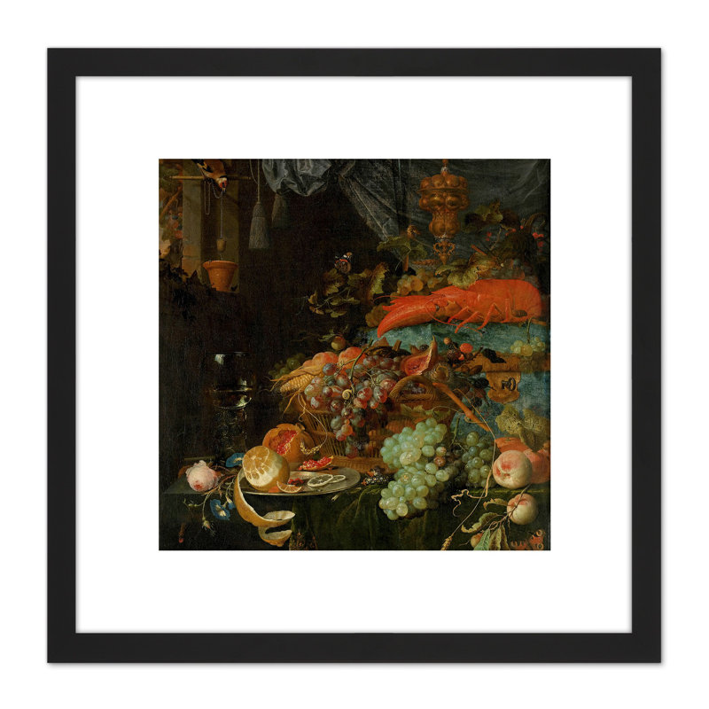 Mignon Still Life With Fruit Goldfinch by Abraham Mignon - Single Picture Frame Painting