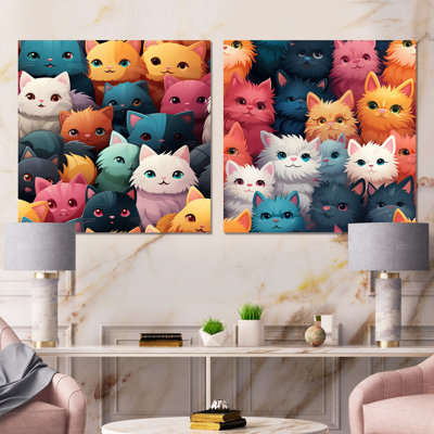 Ensemble de 2 impressions sur toile Playful Feline For Kids II - Cats