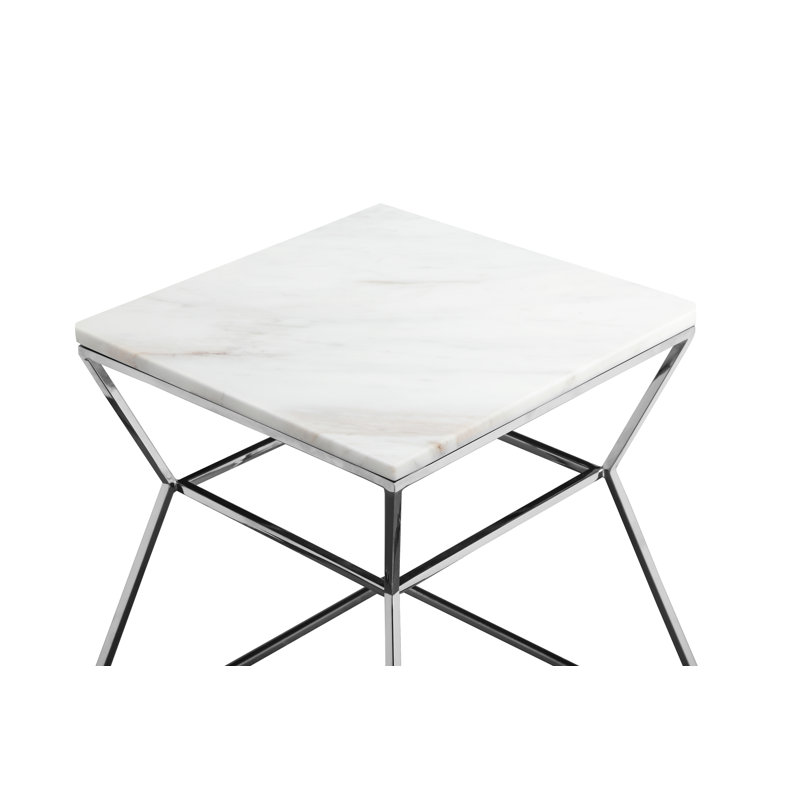 Table de bout à piédestal Geo - Table d'appoint en marbre - Table d'appoint en pierre de luxe moderne - Table d'appoint en marbre blanc