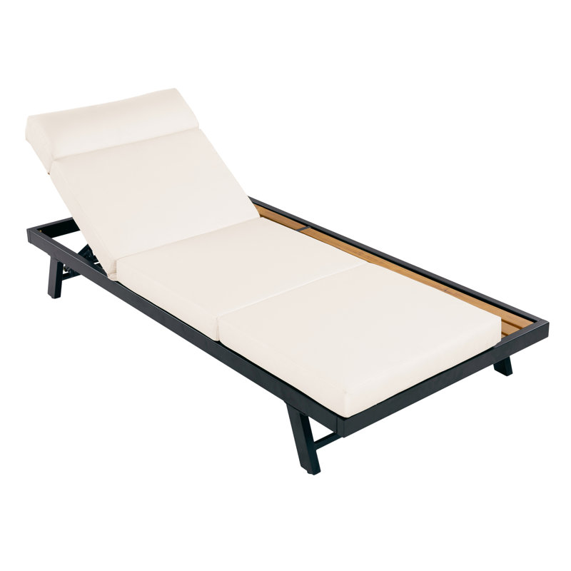Méridiennes de patio réglables avec rangement, bord de piscine moderne en métal et bois
