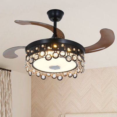Modern 42" Ceiling Fan With Led Light & Remote Control, Bluetooth Speaker, 3 Speeds, Timer