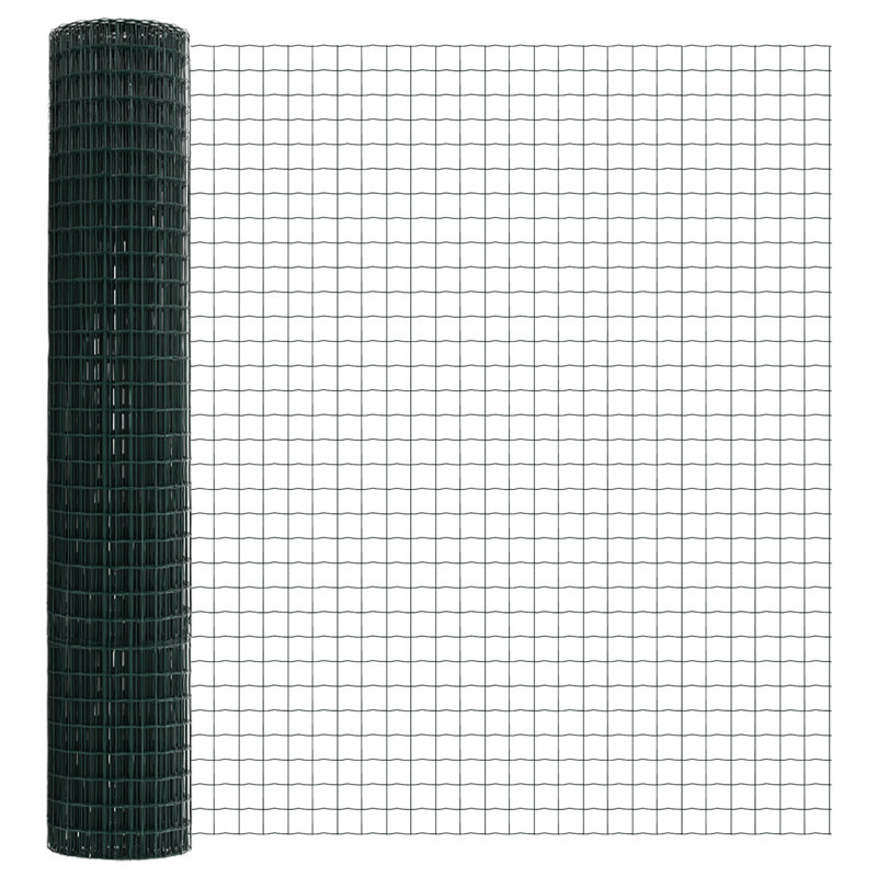 Galvanised Steel Border Fencing, Green, 150 x 1000 x 0.2 cm