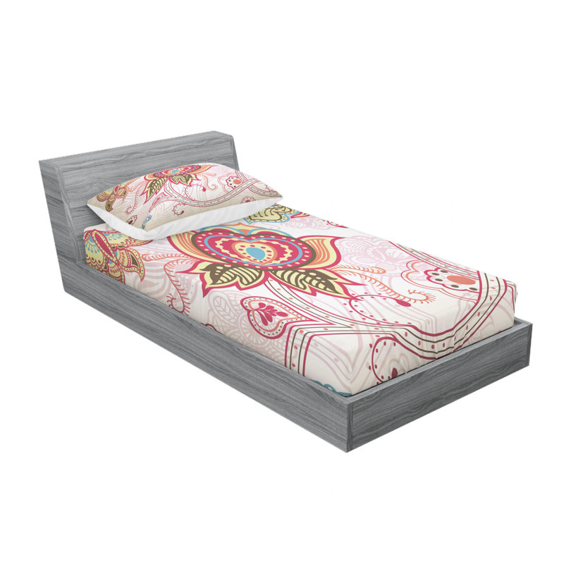 Microfiber Floral Sheet Set, Twin Sheet Set with Fitted Sheet