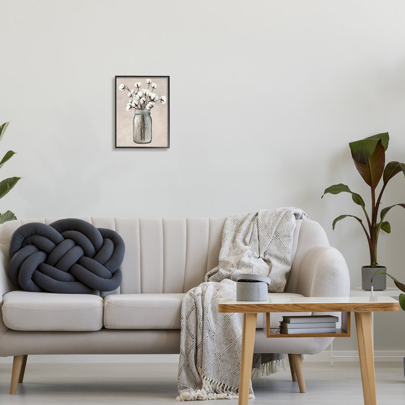 Vase en coton fleur Ziwei Li, Giclée encadrée noir minuit, H 14 po x l 11 po x P 1,5 po