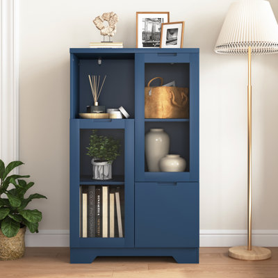 25.6" 2 - Door Filing Credenza With Drawer And Open Storage