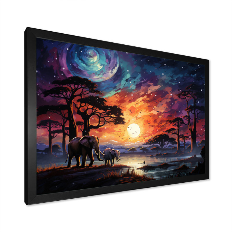 «African Celestial Safari I» sur toile, Cadre photo noir, H 16 po x l 32 po x P 1 po