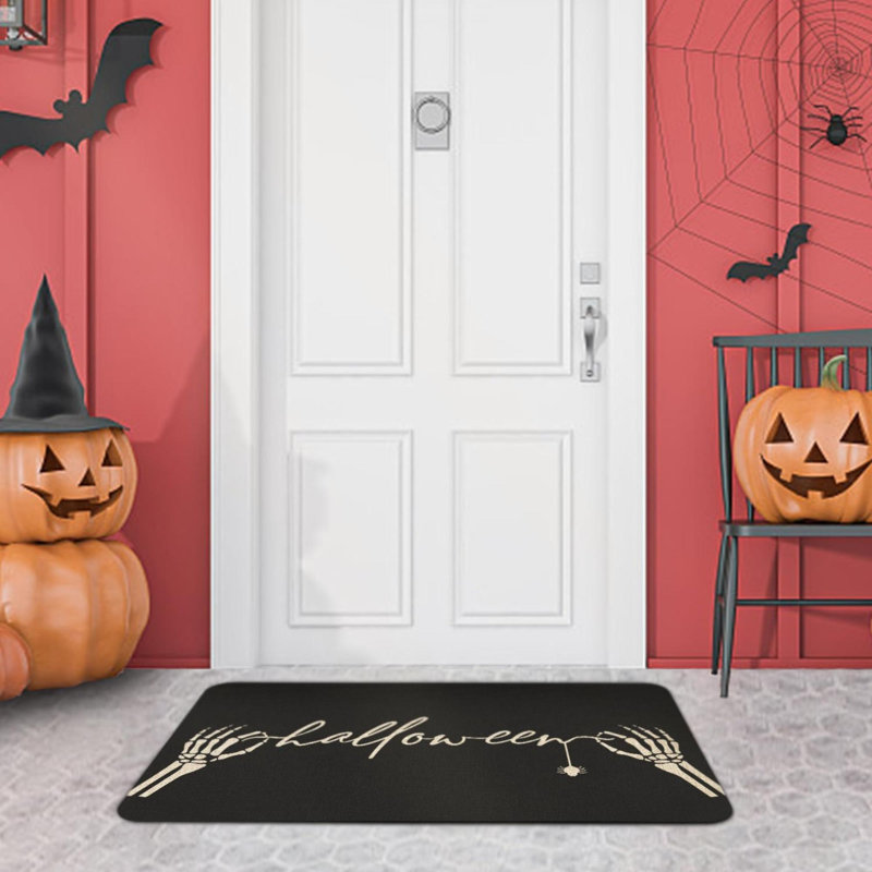 Halloween Door Mat 30 X 17 Inch Halloween Skull Doormat Indoor Outdoor Entrance Floor Mat Non Slip Halloween Decor Rubber Welcome Mats