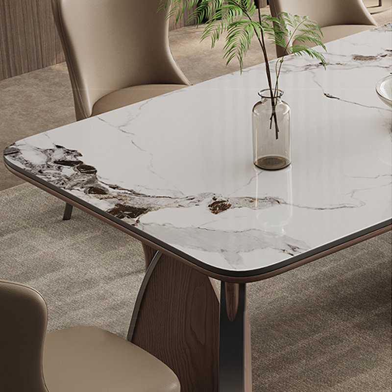 Artistic sintered stone dining table, 29.53"H x 78.74"L x 35.43"W, White