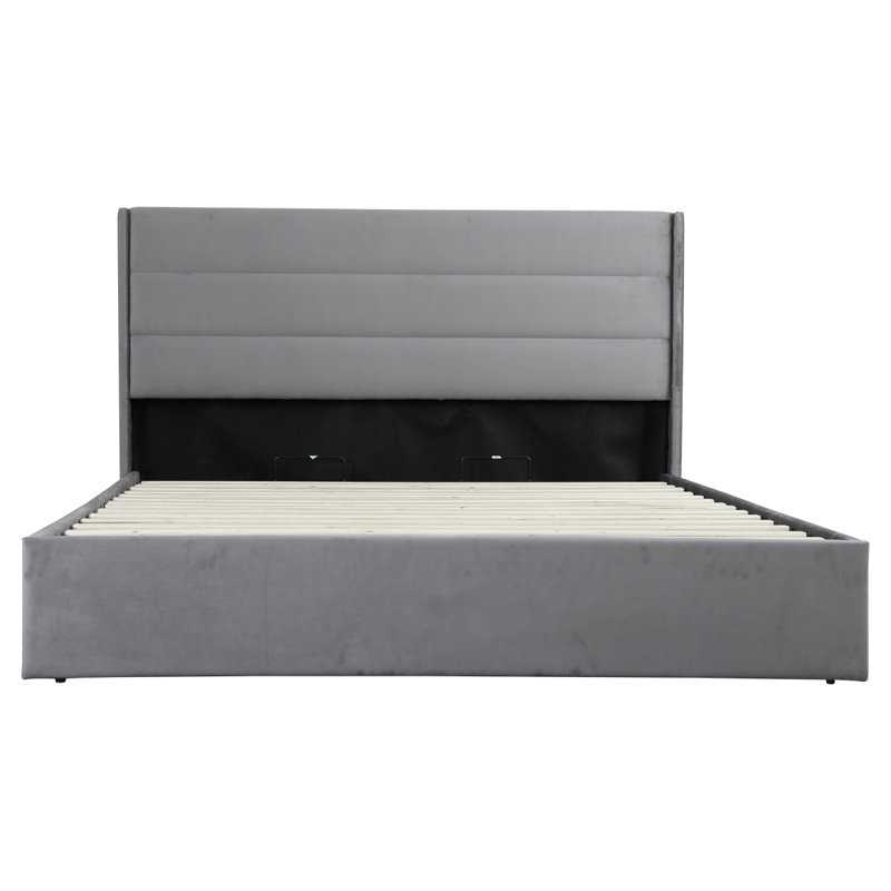  Lit de rangement rembourré Denicolais, Velours gris, Grand
