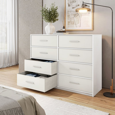 Commode 8 tiroirs avec grands tiroirs en tissu