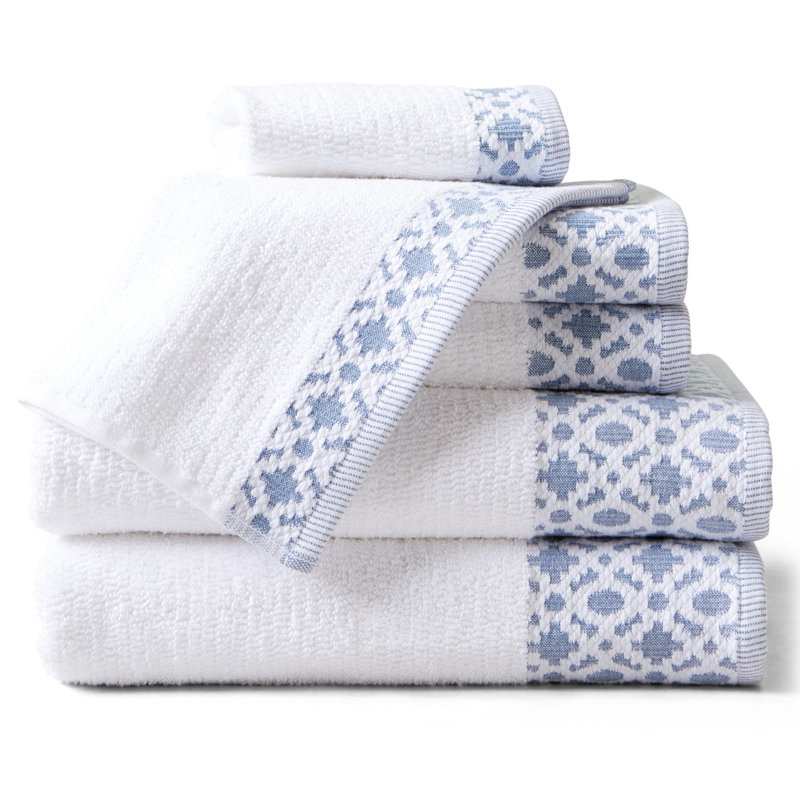 Shalyssa Turkish Cotton Midweight Mulit-Size Set, White/Denim Blue