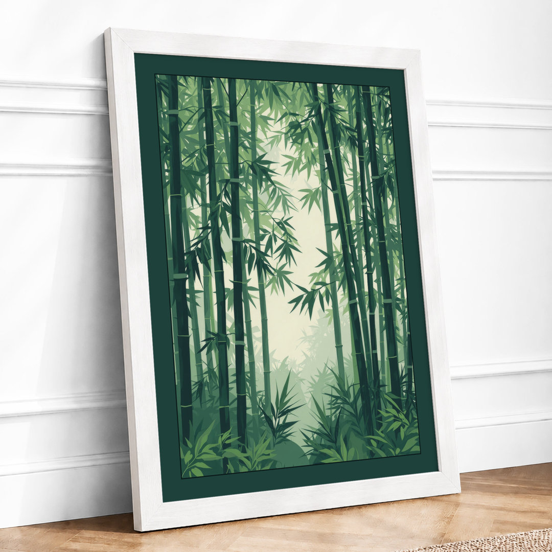 Misty Bamboo Grove Japandi - Framed Print