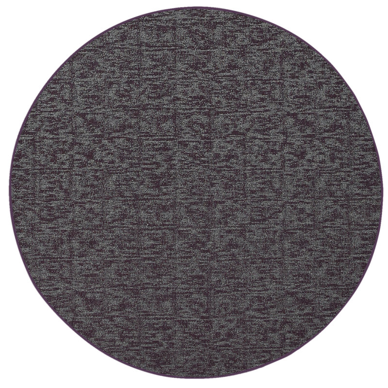 Elemental Accent Rug - Purple Distressed Geometrical Print, Round 5'