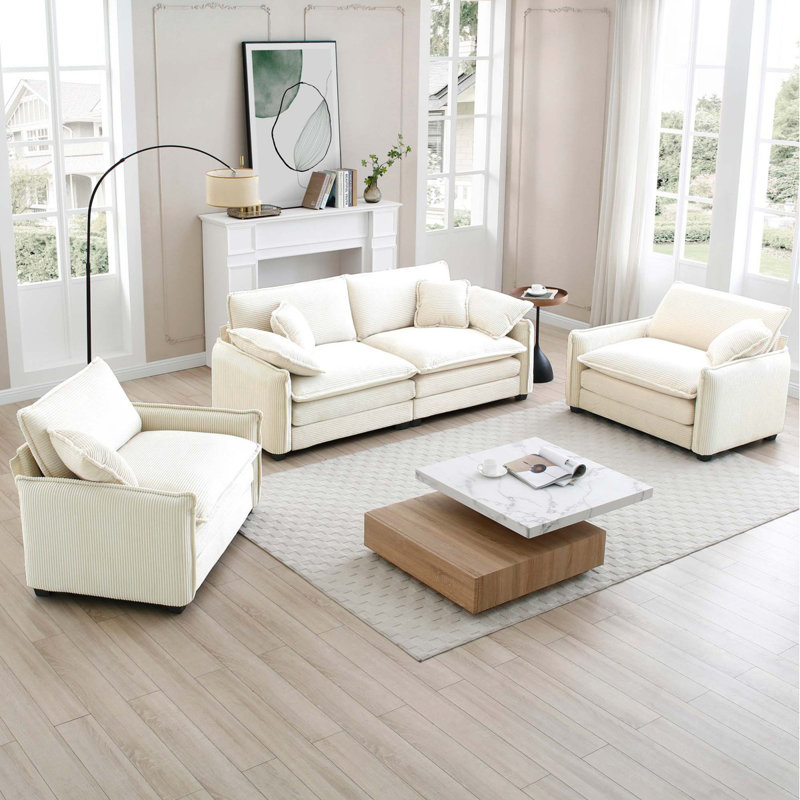Ensemble de canapés Modern Modern, Mousse beige