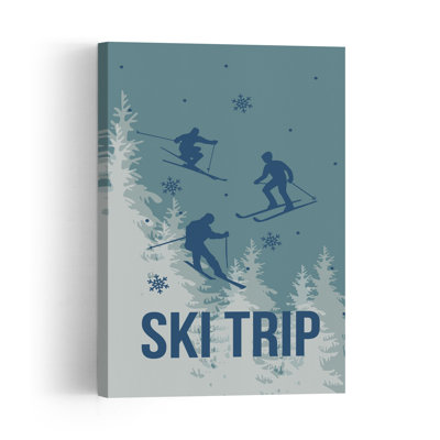 Ski Trip Adventure Abstract Contemporary Forest Landscape Wall Art Print by Elizabeth C - Print