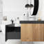 Meuble-lavabo mural simple 48 po en chêne avec plateau en résine intégré