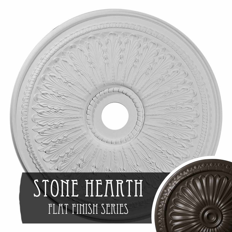Endurathane Oakleaf Ceiling Medallion, 29 1/8"OD x 3 5/8"ID x 1"P (Fits Canopies up to 6 1/4"), Hand-Painted Stone Hearth Finish
