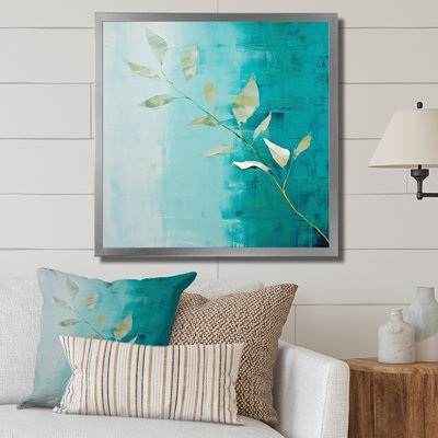 «Turquoise Abstract Leaf Harmony» sur impression sur toile