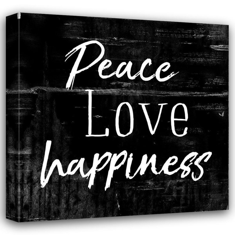 Ophelia & Co. Villa, art de la galerie Mlli, "Peace Love Happiness" noir, H 36 po x l 36 po