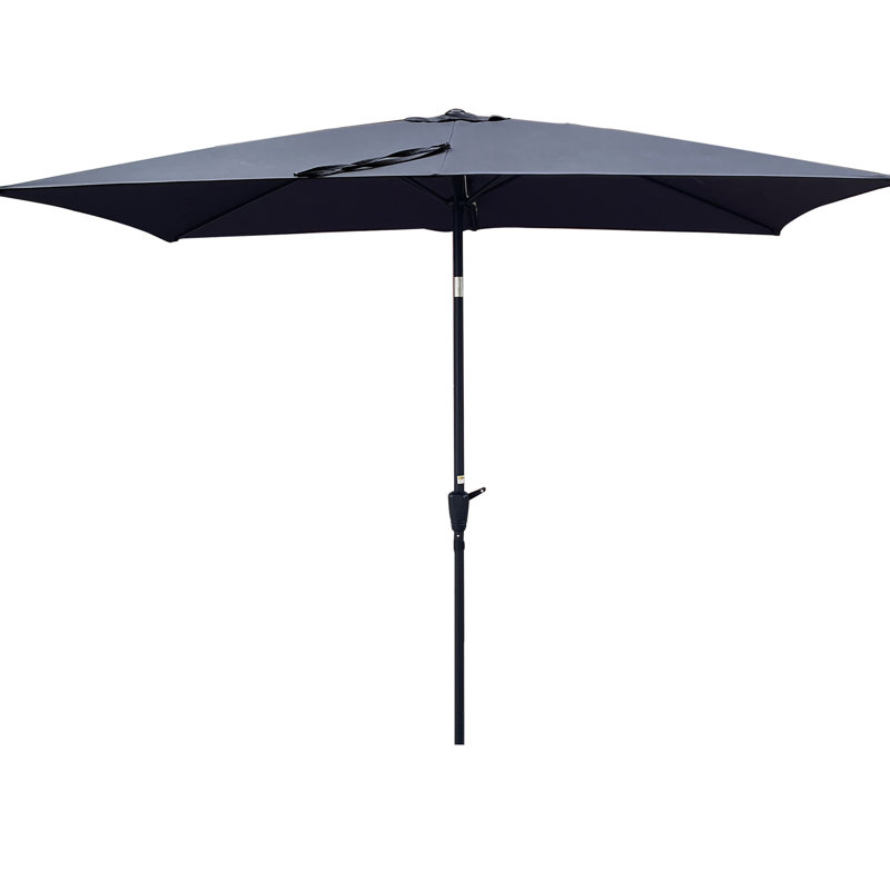 Parasol rectangulaire extérieur 9 pi x 6 pi, imperméable avec manivelle et inclinaison pour la piscine de jardin, Anthracite