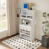 A Foldable Dining Table With A Top Cabinet And A Multi-Functional Sideboard