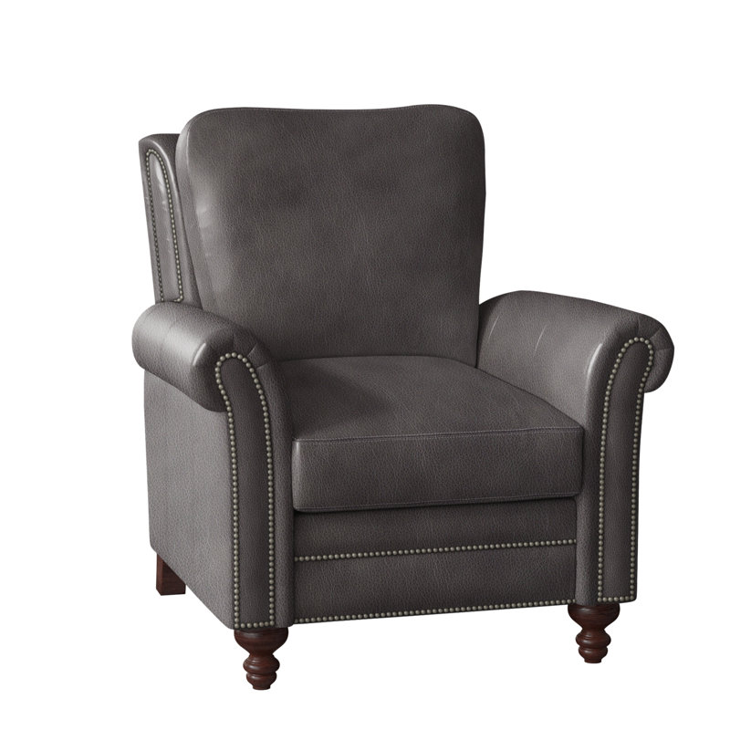 Richardson Recliner, Aline Fumo Genuine Leather, Mahogany, Pewter