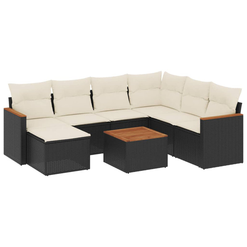 Ensemble de canapé de jardin Vidaxl noir, blanc crème
