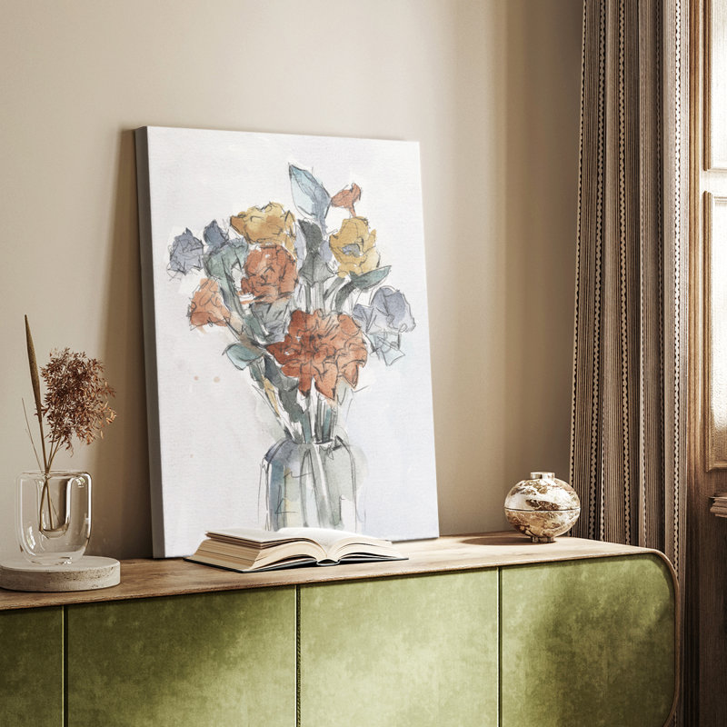 Aquarelle, arrangement floral I - galerie Cavas sur mesure, H 36 po x l 24 po