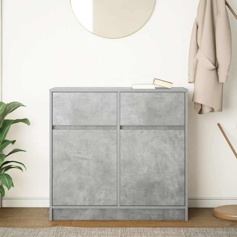Sideboard With Drawer 80X34x76 Cm Engineered Wood, Concrete Grey