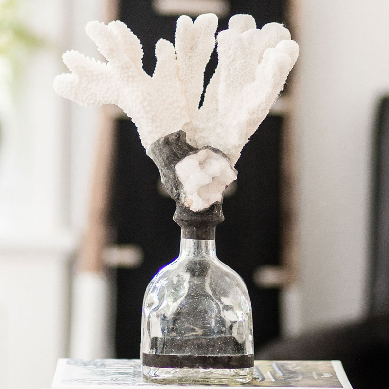 Bouteille décorative en cristal blanc / transparent / noir 14 po