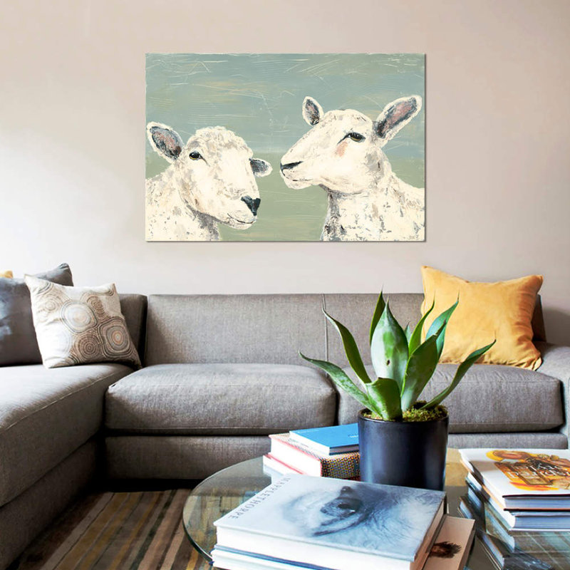 «Bashful Sheep I», reproduction sur toile, H 26 po x l 40 po x P 1,5 po, Toile tendue, Pas de tapis