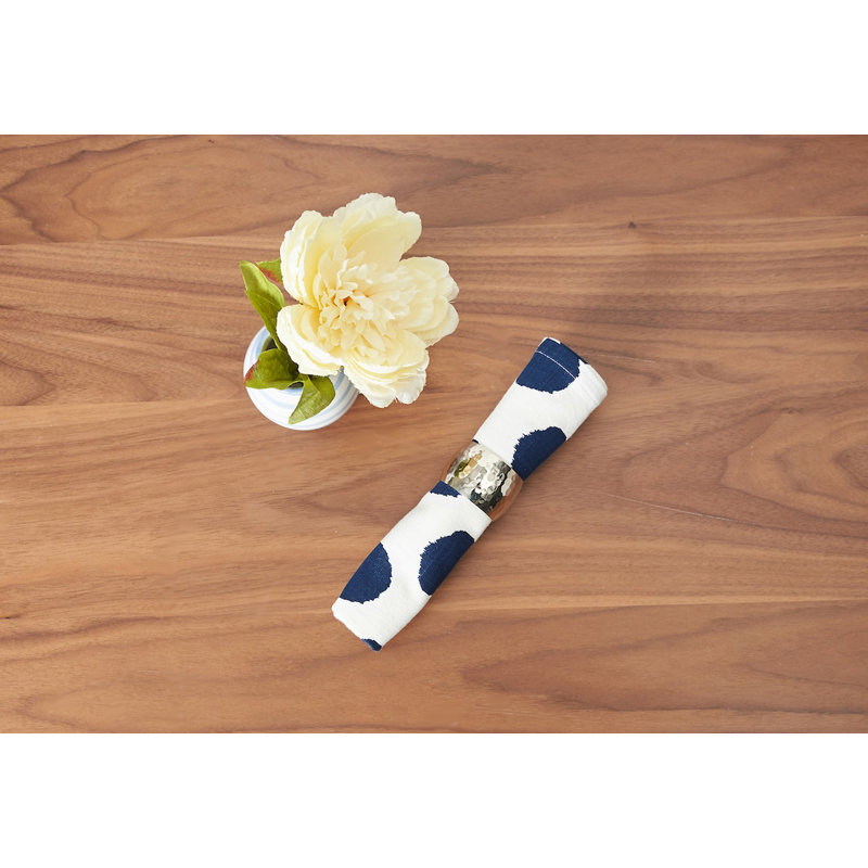 100% Cotton Polka Dots Square Napkin, Navy